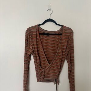 Urban Outfitters Multicolor Striped Wrap Blouse